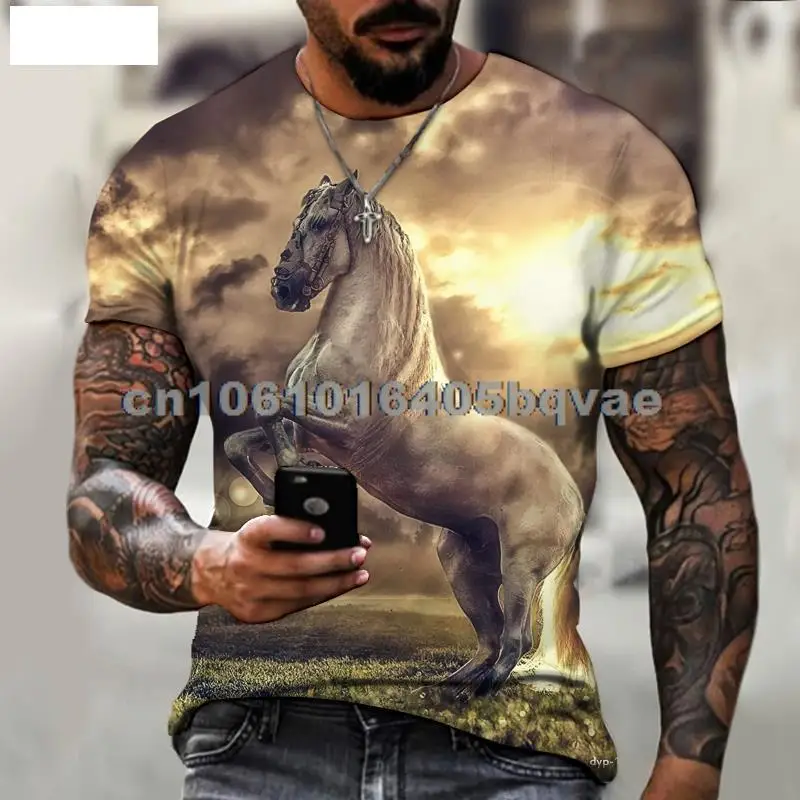 

2022 брендовая мужская рубашка, Белая лошадь, галяющая лошадь, 3D-печать, без рубашки, крутая и модная, оверсайз 5XL