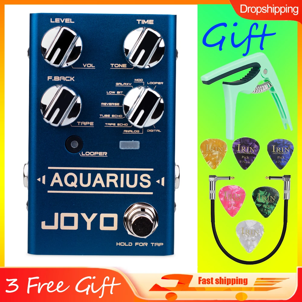 

JOYO R-07 AQUARIUS Guitar Effect Digital Delay Pedal 8 Delay Effect Pedal Features Looper Function with 5 Minutes Recording Time