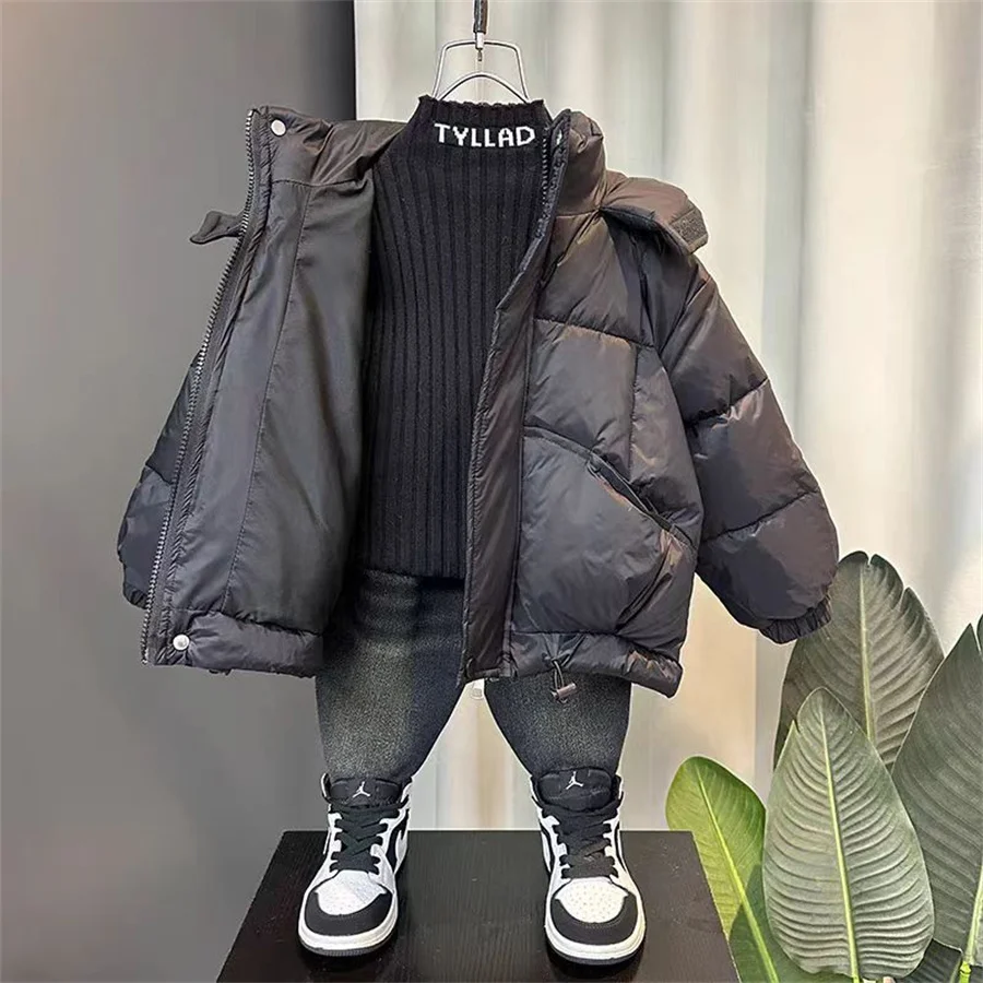 Легкие детские пуховики с капюшоном для детей от 2 до 14 лет детская одежда