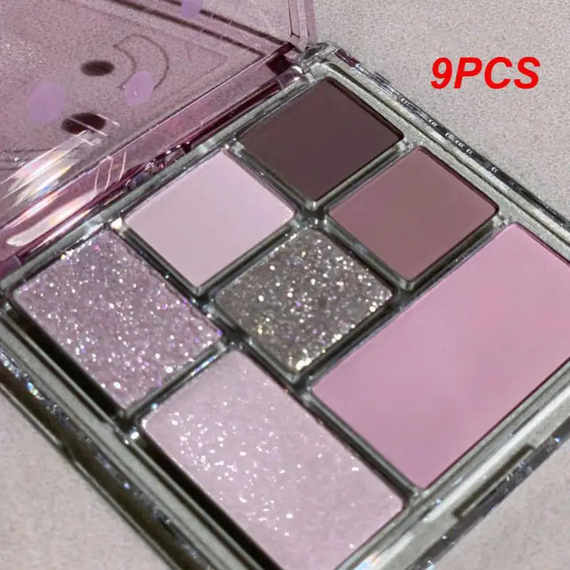 

9 шт., палитра теней для век, розовый и земляный цвет, жемчужный матовый молочный чай, блестящие тени для век, искусственный корейский косметический набор