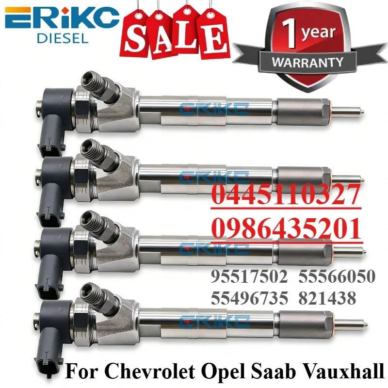 Фото 4 шт. новые форсунки двигателя 0445110327 0986435201 для Chevrolet Opel Saab Vauxhall 95517502 55566050 55496735 821438 №1