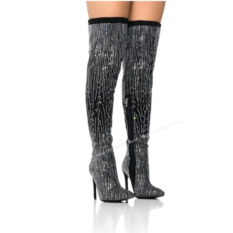 

Черные женские туфли выше колена на тонком высоком каблуке, крутые модные сексуальные летние повседневные женские туфли большого размера, Zapatillas Mujer