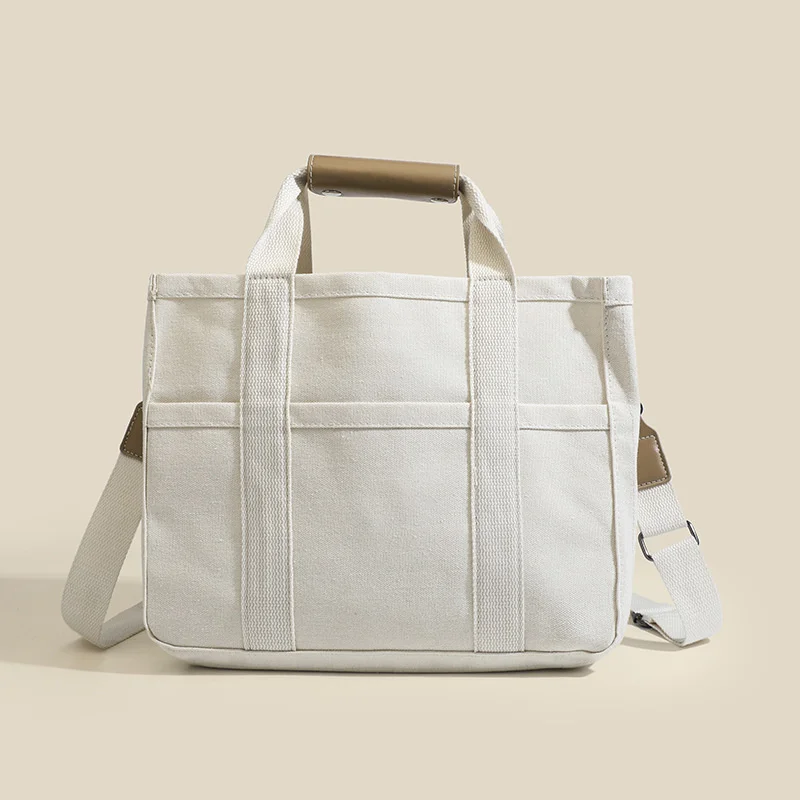 

Casual Canvas Tote Bag with Multiple Pockets for Women