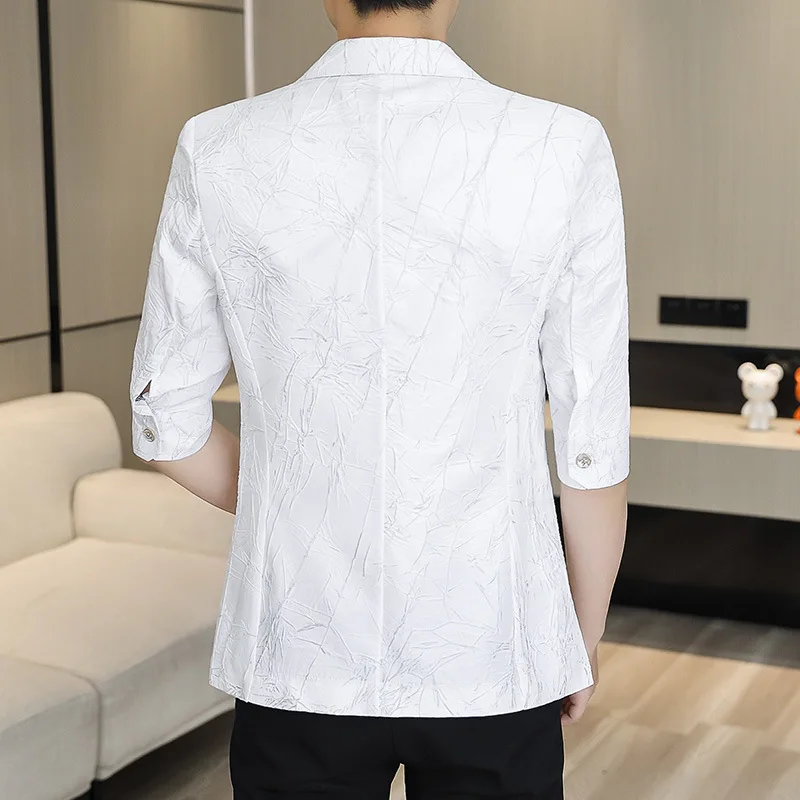 HOO 2024 мужской новый Тонкий Блейзер с коротким рукавом и красивым принтом