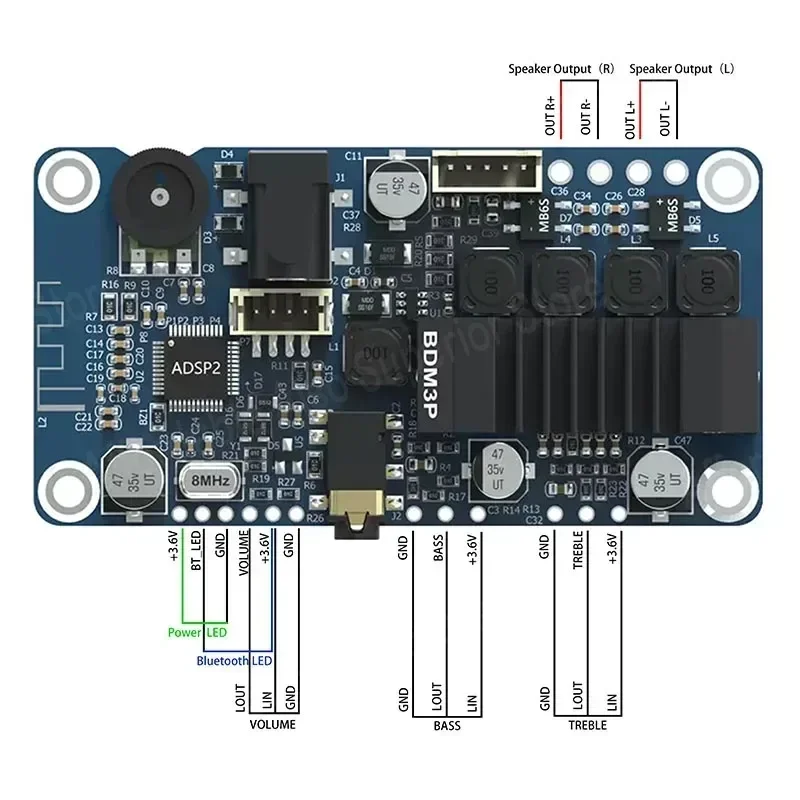 TPA3116 Плата усилителя Bluetooth 2x50 Вт BT5.0 Модуль 2 0 Стерео плата класса D для