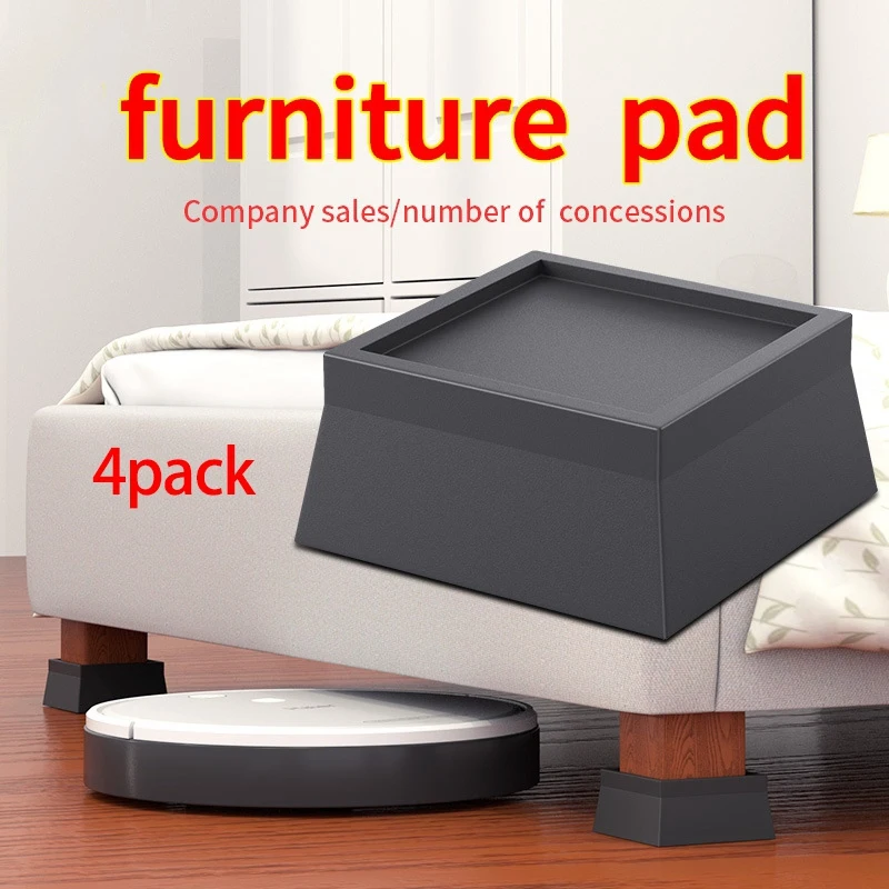 

4Pack Square Bed And Furniture Risers Stackable Heavy Duty Anti-Slip Heighten Base Fits All Types Of Desks,Couches,Sofas