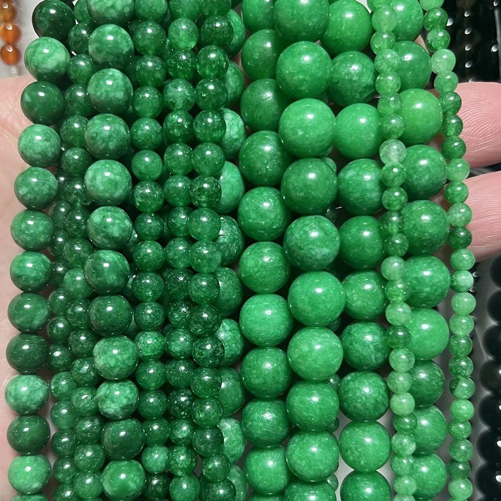 

Зеленый нефрит, круглые бусины 4/6/8/10 мм
