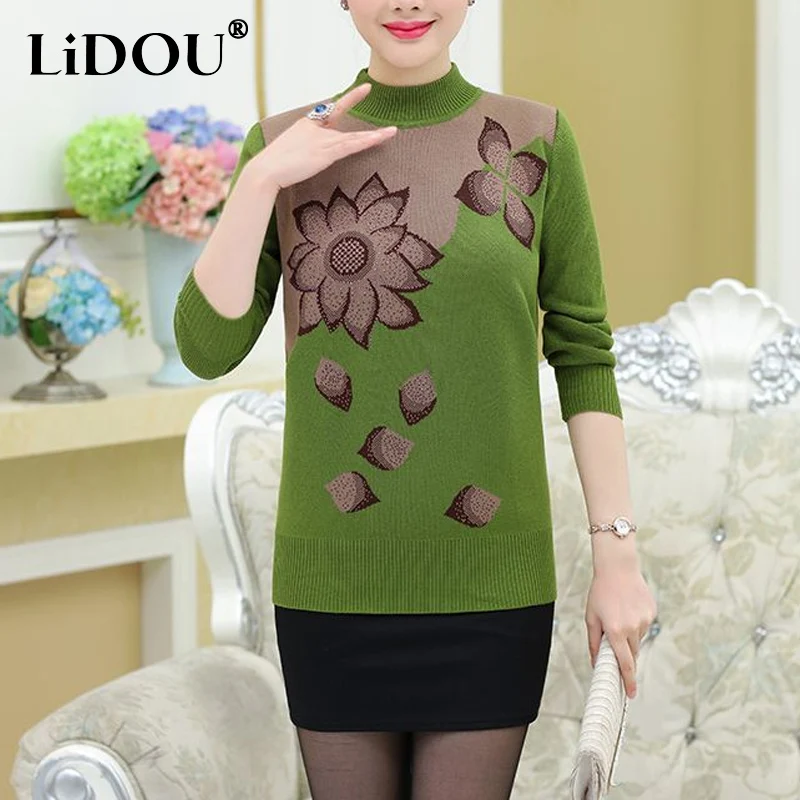 

Новинка Осень-зима 2023 Модный женский свитер с круглым вырезом и длинным рукавом с принтом повседневные свободные винтажные элегантные универсальные пуловеры