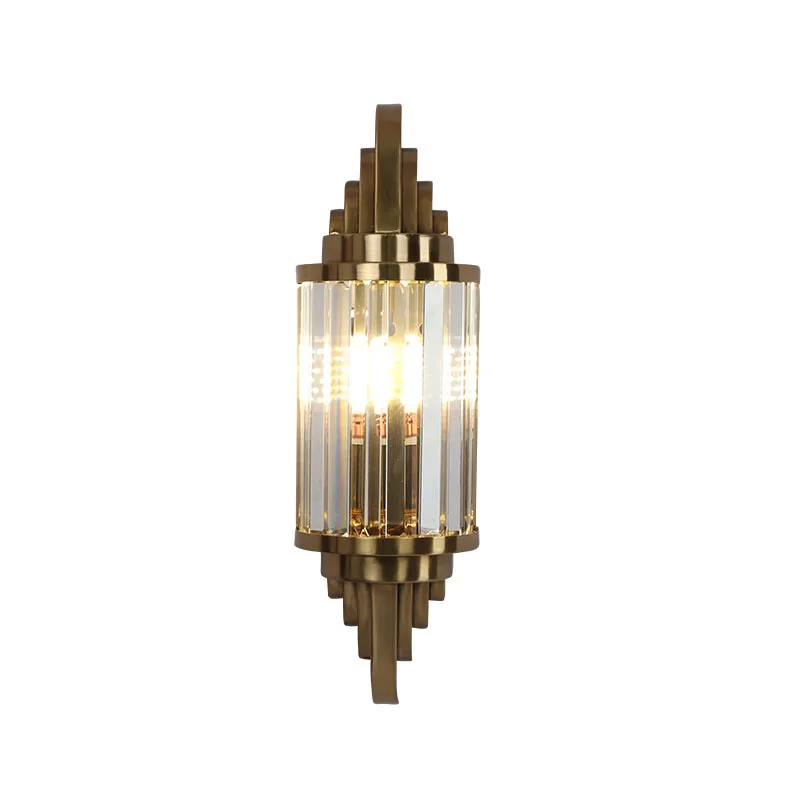 

Modern LED Wall Lamp Clear Crystal Light Foyer Bedroom Hotel Room Wall Sconces Gold Metal E14 Surface Mount Art Deco Luminaire