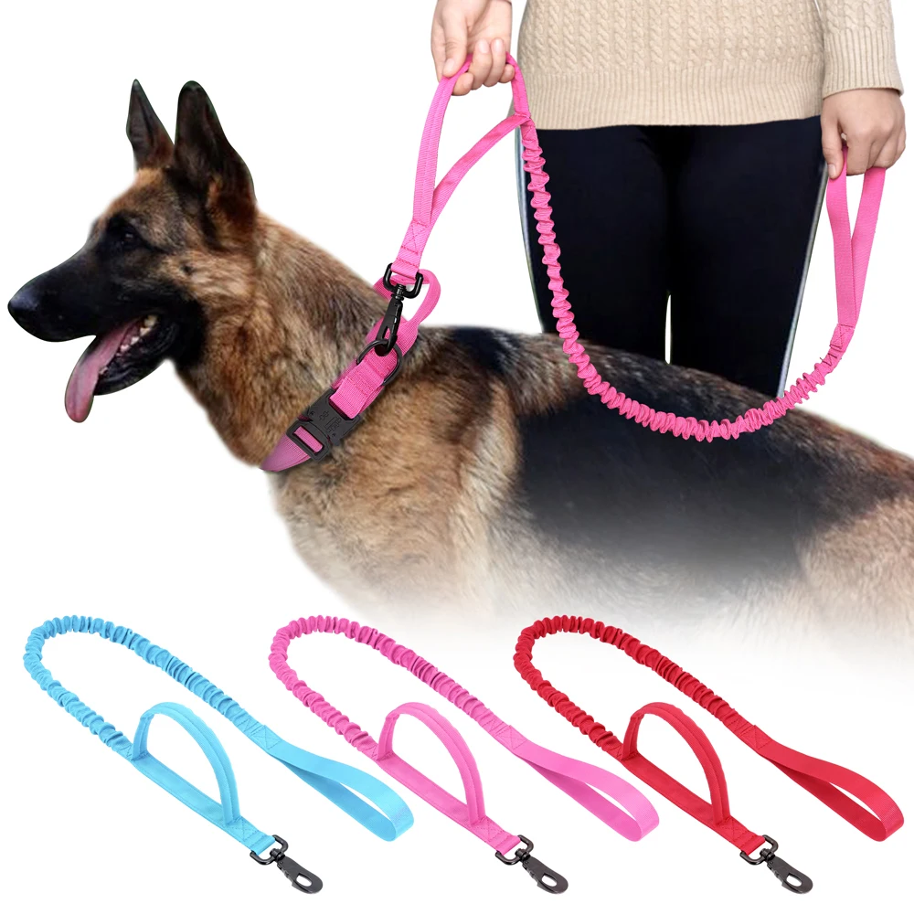 

Dog Training Leads Tactical Bungee Dog Leash Nylon No-Pull Military Elastic Buffer Dog Leash for Medium Large Dogs Pet Red Blue