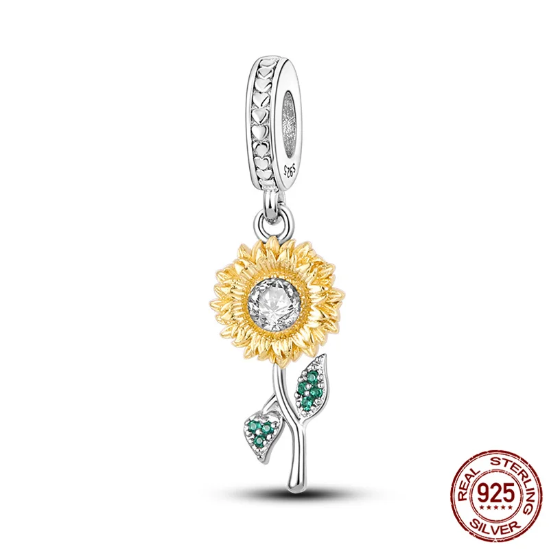 

Подсолнухи из серебра 100% пробы, подходят для браслетов pandora