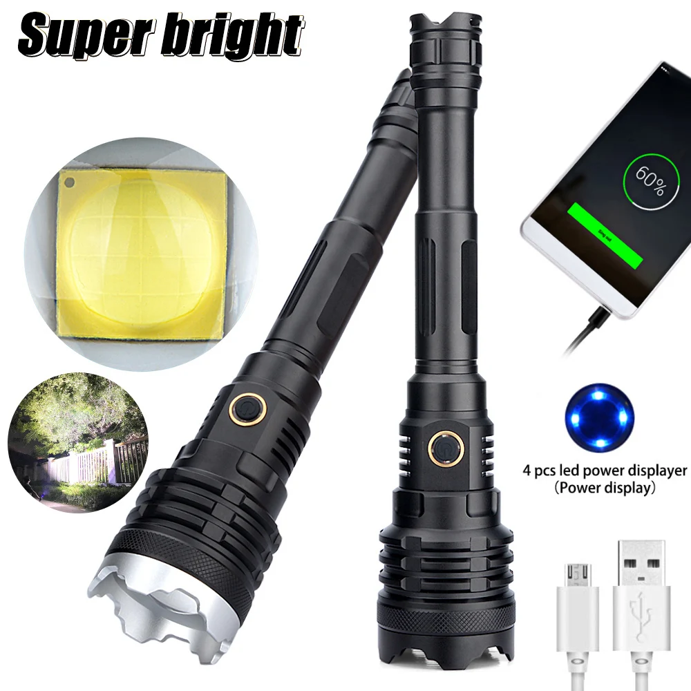 

The Most Brightest XHP320 3,000,000LM Led Flashlight Power Bank 10000mah Torch Usb Rechargeable 21700 Battery Zoomable Lantern