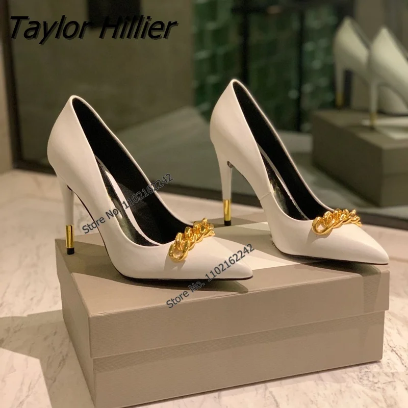 

Pumps Pointed Toe Metal Decorative High Heels Solid Color Top Quality Sexy Casual Women'S Shoes Plus Size Gladiator Zapatos