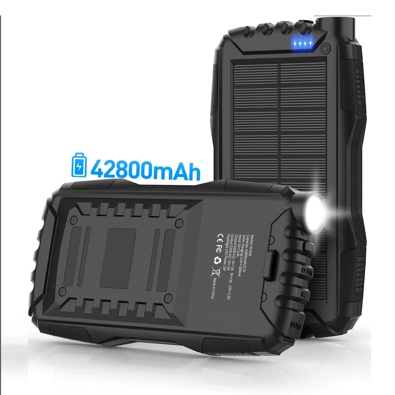 Внешний аккумулятор на солнечной батарее 42800 мАч мобильный источник питания