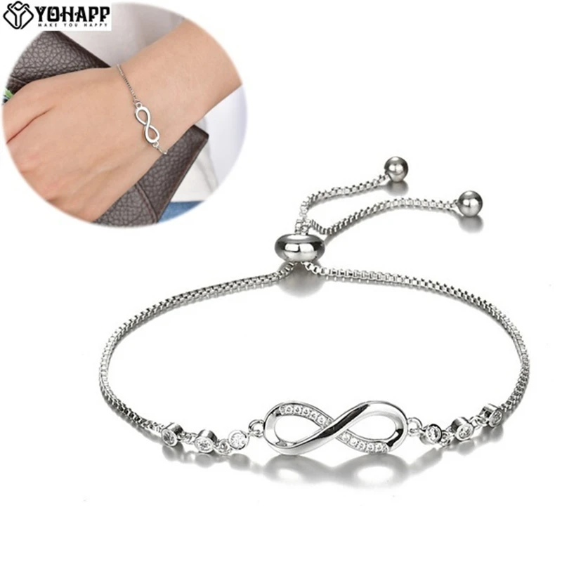 

New 8-Character Fashion Silver Unlimited Women's Bracelet Trend Jewelry Butterfly Cute Animal Ladies Holiday Gift Pulsera