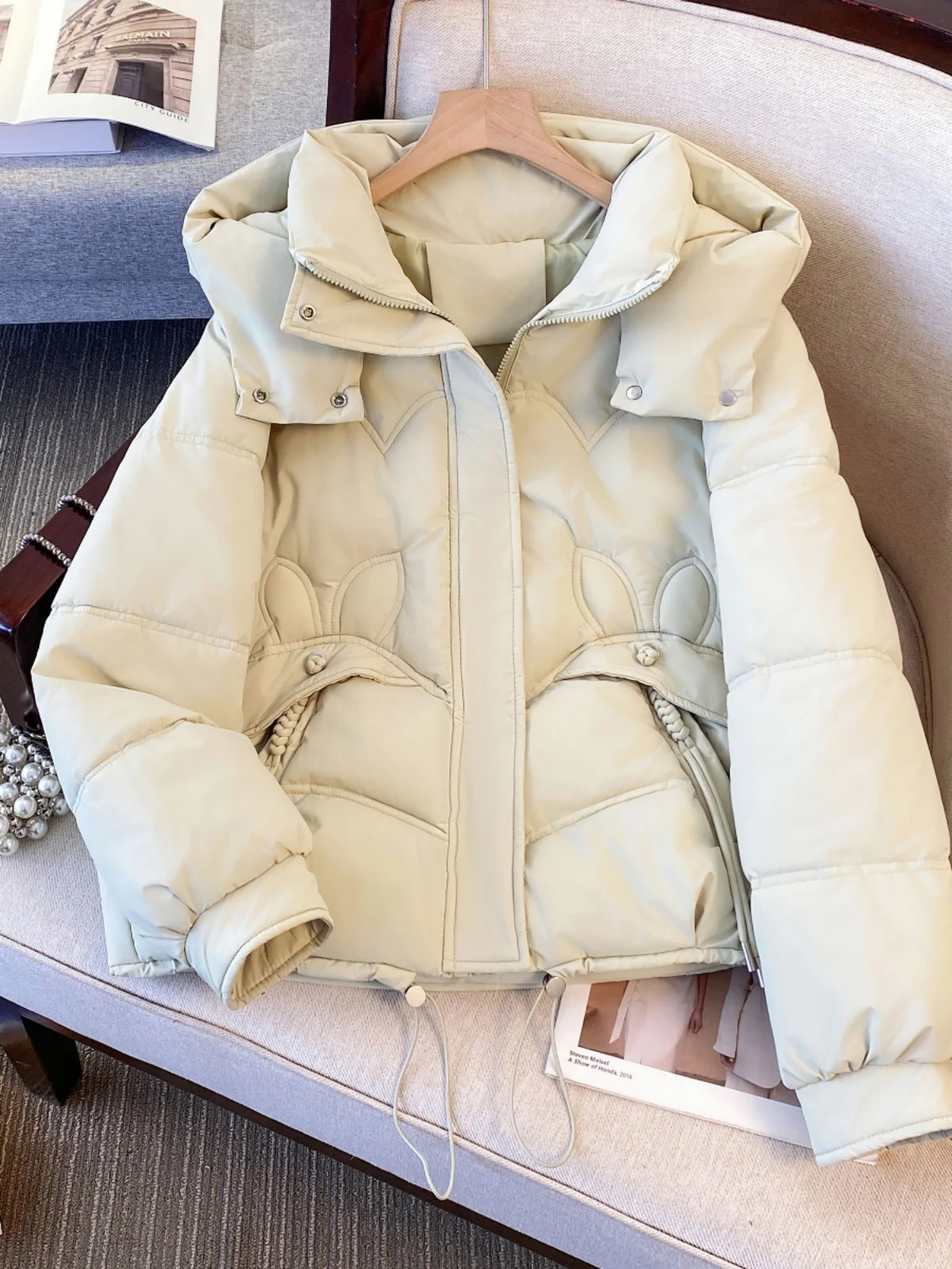 Утолщенный пуховик одежда на хлопковой подкладке женская больших размеров