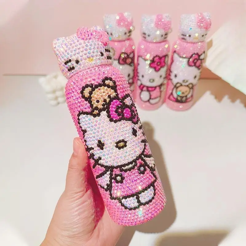 

Портативная Милая Термокружка Sanrio 500 мл, милая мультяшная бутылка для воды Hello Kitty из нержавеющей стали 304, милая офисная чашка для девочек, студентов