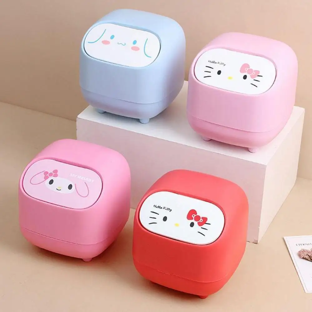 

Sanrioed Fashion Desktop Trash Can Cartoon Sanrioed Cinnamoroll Creative Dustbin Household Mini Bedside Waste Table Small Bucket