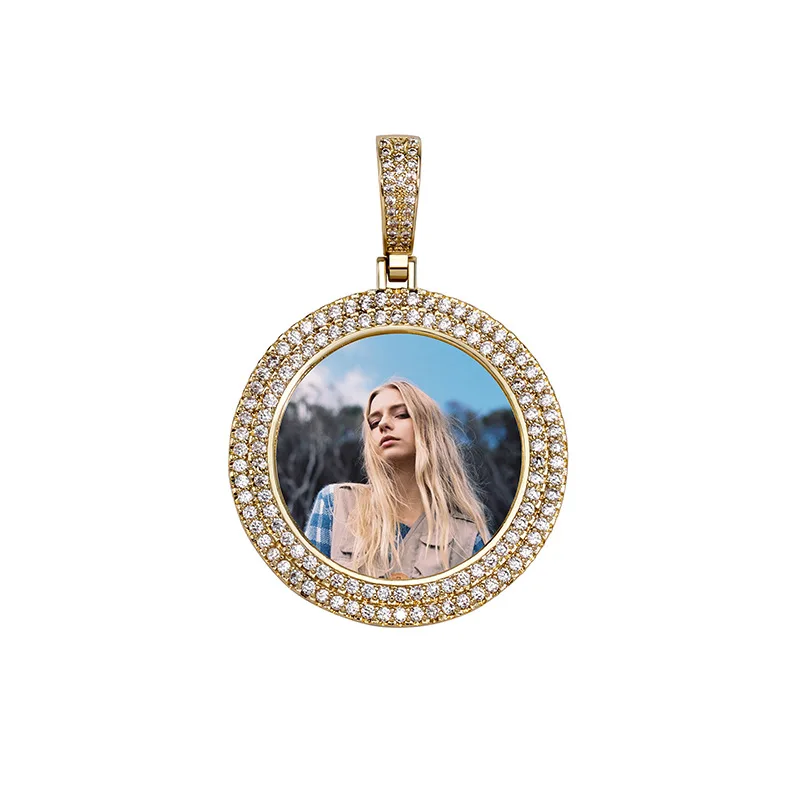 

Popular Accessory DIY Photo Frame Pendant Solid Double Diamond Couple Necklace Friends And Family Memorial