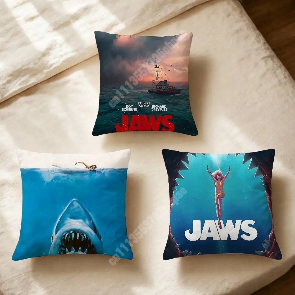 Фото Чехол для подушки J-JAWS 1975 Steven Movie Spielberg, декоративный чехол для дивана, кровати, автомобиля, гостиной, украшение для дома №1