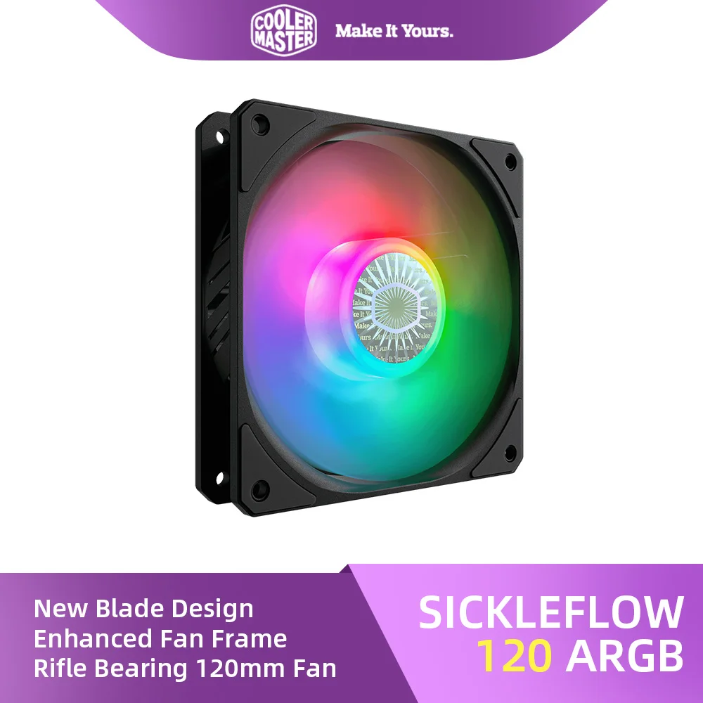 Coolermaster SickleFlow 120 ARGB Light чехол вентилятор PWM шасси вентилятор охлаждения жидкости 12 см черный/белый радиатор вентиляции