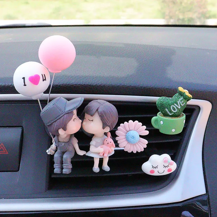 

Car Air outlet clip Decoration Cute Cartoon Couples Action Figure Balloon Fragrance Ornament Auto Interior Accessories Girl Gift