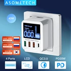 QC3.0 Быстрая зарядка USB C Зарядное устройство 4 порта Портативное зарядное устройство для телефона 30 Вт 40 Вт ЖК-дисплей для iPhone 12 Samsung Type C PD USB-зарядное устройство