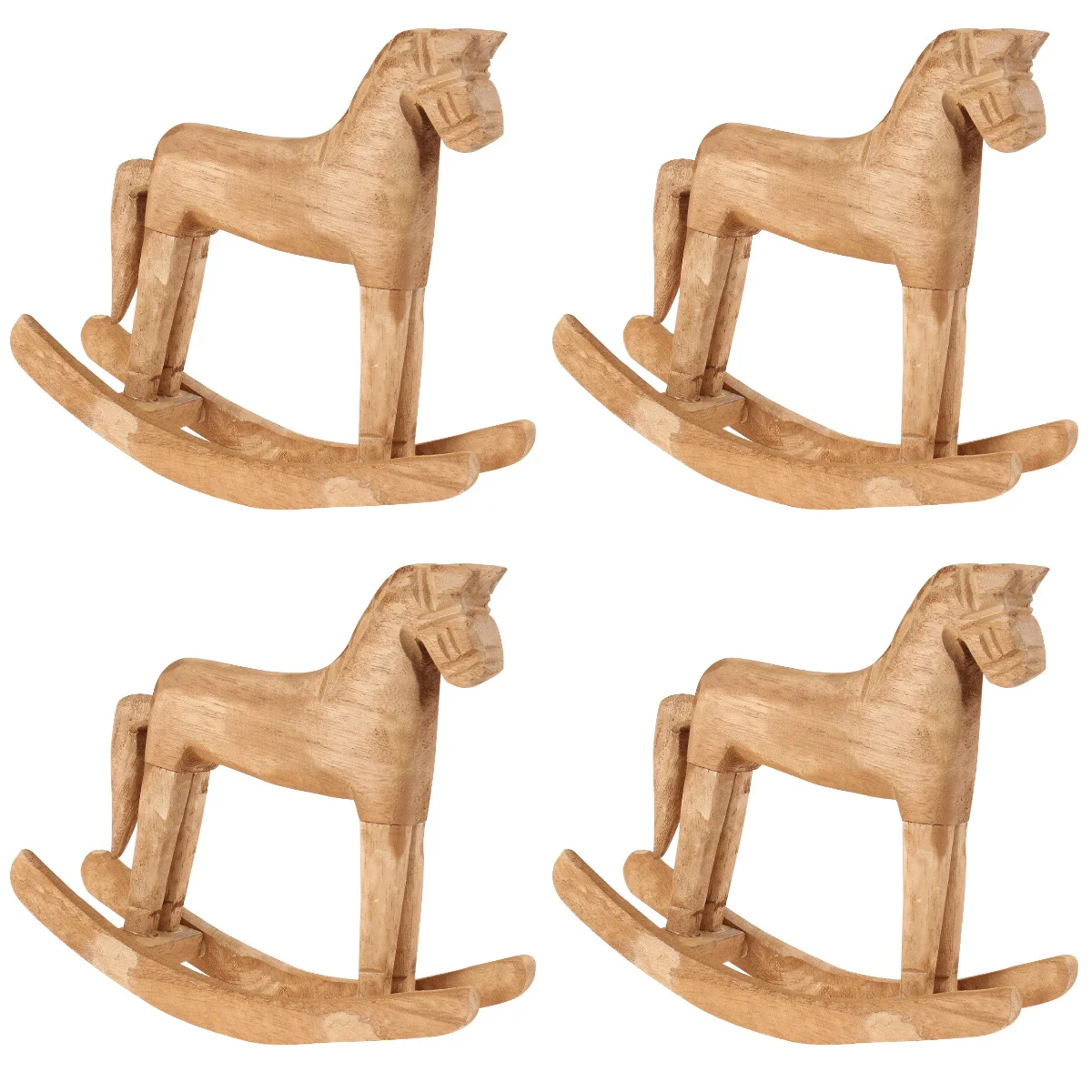 

4x Wooden Horse Rocking Horse Sculpture Table Decoration Toddler Rocking Horse Wood Rocking Horse for Toddlers