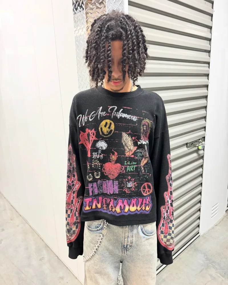 Мужская футболка большого размера в американском стиле с мультяшным принтом Y2K