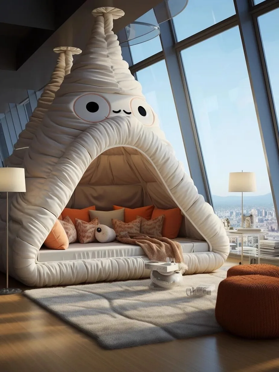 Круглая многофункциональная детская тканевая кукольная кровать monster