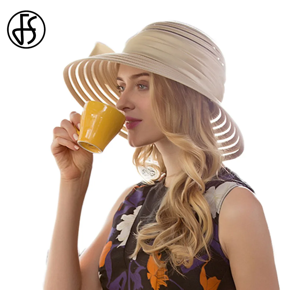 FS Summer Sun Visor Wedding Church Hats For Women Cocktail Tea Party Sombreros Ladies UV Protection Beach Cap 2023 Fedoras