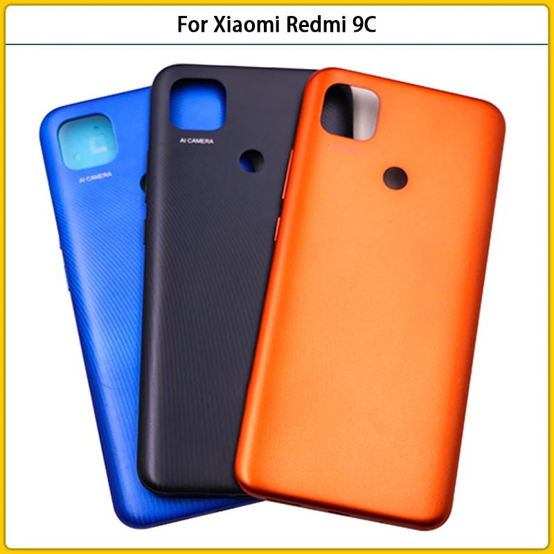 

10 шт., задняя крышка аккумулятора для Xiaomi Redmi 9C, задняя крышка для Redmi 9C, корпус, панель, Кнопка громкости, без контактов NFC, замена