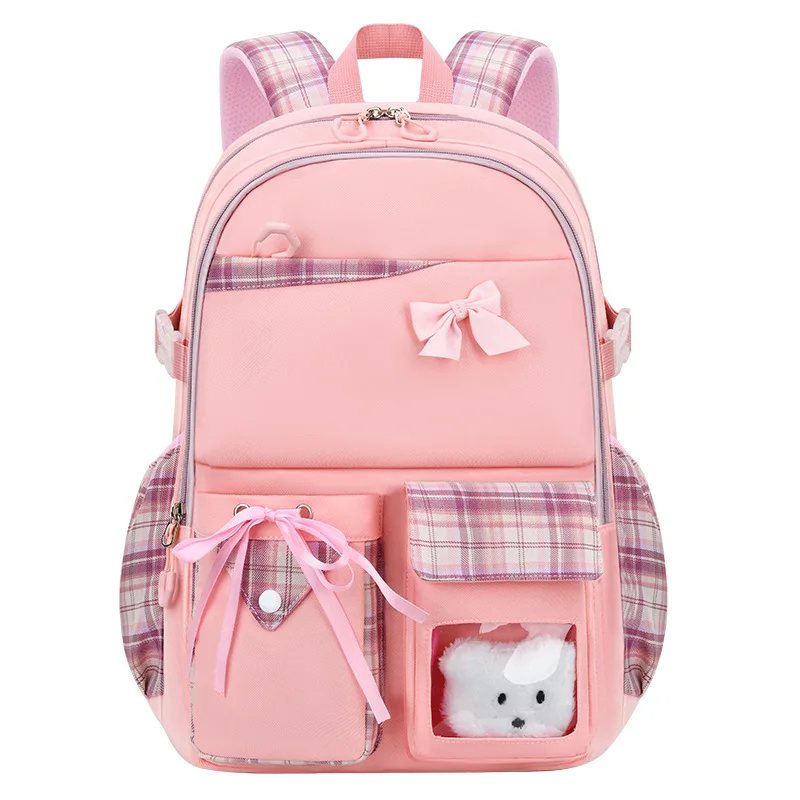2023 New Bowknot schoolbag for teenage girls High capacity orthopedic backpack Fashion Cartoon School Bags 2 Size Satchel