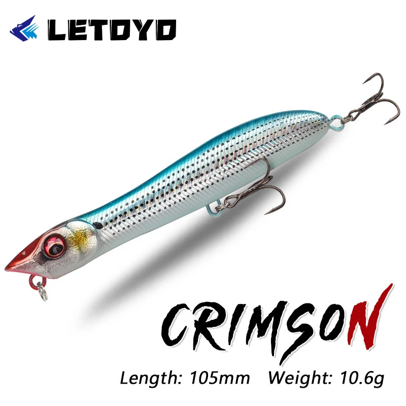 Фото LETOYO Рыболовная приманка Pencil Lure 105 мм 10,6 г, поверхностный поппер для ловли на деликатную проводку, плавающая искусственная приманка-карандаш №1