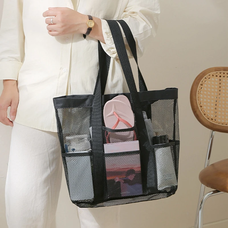 

Вместительная Сетчатая Сумка через плечо с вырезами, большие консервативные сумки для пикника и пляжа, Офисная Сумка-тоут для обеда и закусок с несколькими карманами