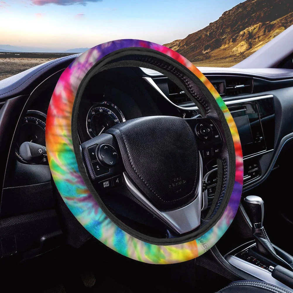 38cm Car Steering Wheel Cover Tie Die Printing Anti-slip Universal Auto Steering Wheel Protector for Women Interior Accessories 38cm Car Steering Wheel Cover Tie Die Printing Anti-slip Universal Auto Steering Wheel Protector for Women Interior Accessories