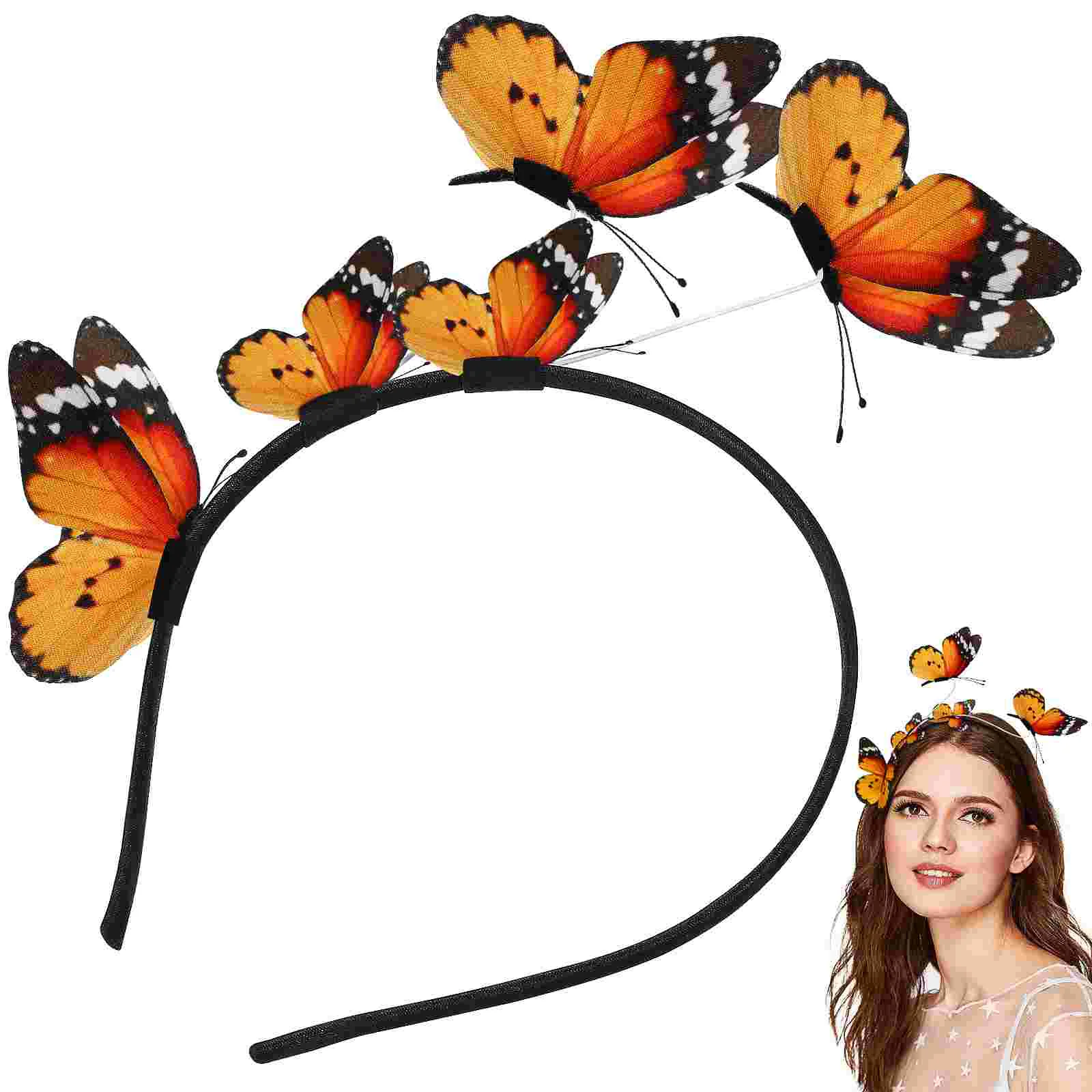

Butterfly Hairband Women Headbands Girl Fascinator Headwear Cosplay 3d Cute Headdress