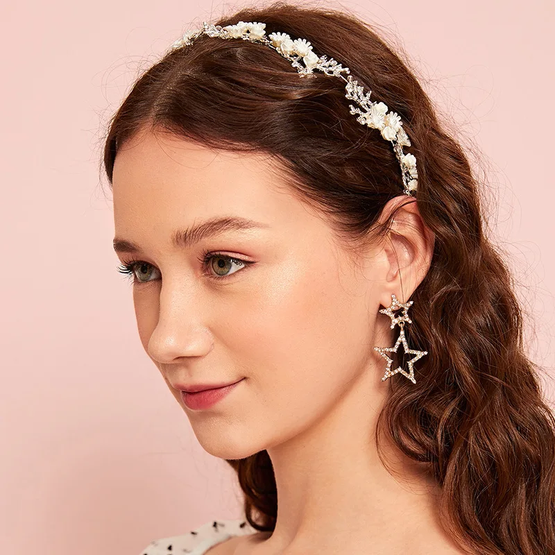 

Блестящие белые свадебные аксессуары для невесты, цветочные свадебные украшения для волос, Гламурные Детские аксессуары для волос на день рождения, Первое причастие, повязка на голову