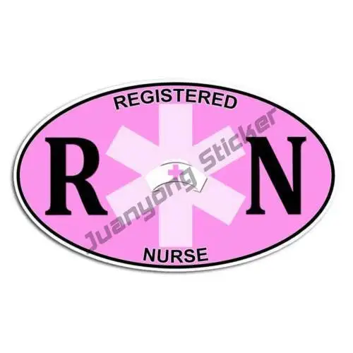 

RN Sticker - Registered Nurse Medical Pink Decal Hospital Hat Cross Bumper Guitar Phone Window Engine Cover Decorative