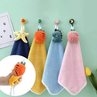 cartoon daily dish towel can be hung kitchen hand towel thicken coral fleece table cleaning cloth absorbent scouring pad cloth