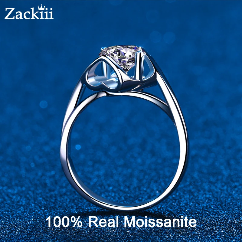 

0.3CT Moissanite Engagement Rings Heart Channel Setting Diamond Wedding Band Promise Rings For Women Anniversary Gift Jewelry