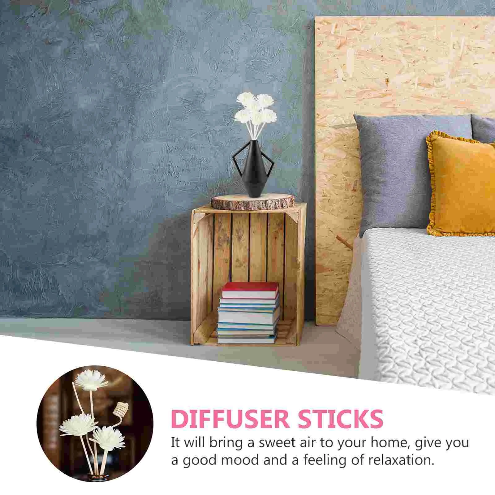 12 Pcs Diffusers for Home Chrysanthemum Aromatherapy Rattan Sticks Accessories Decorative White Refill Flower Crafting