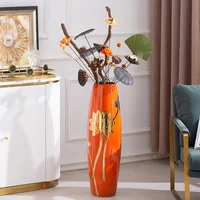 Kitchen Luxury Decorative Plants Vase Stand Golden Aesthetic Dried Flowers Bottle Vintage High Floor Vasos Home Decor OA50HP