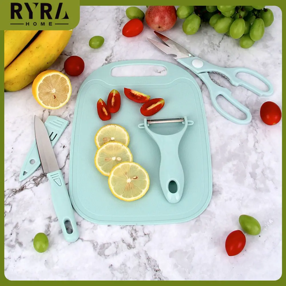

Baby Food Supplementary Scissors Four-piece Set Cutter Set Fruit Cutting Cutting Board Multi-function Kitchen Utensils Household