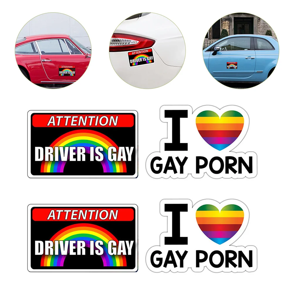 

4 Pcs Car Stickers Pride Day Rainbow Funny Decals Window Reflective The Pet