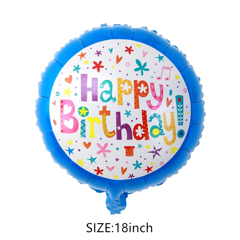

18 Inch Round Happy Birthday Aluminum Foil Balloon 22 Inch 4D Helium Ball Baby 1 Year Old Anniversary Decoration Ball