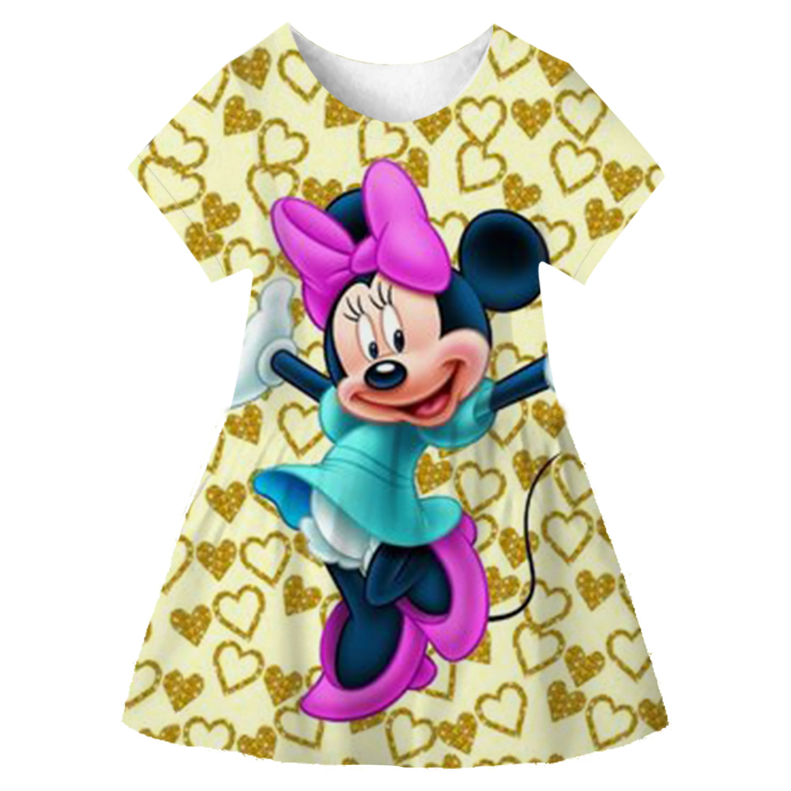 

2023 Summer Minnie Mouse Dress Fashion Casual Girls Disney Series A-Line Dresses Children Cartoon Dress Clothes Frocks 1-10 Yrs