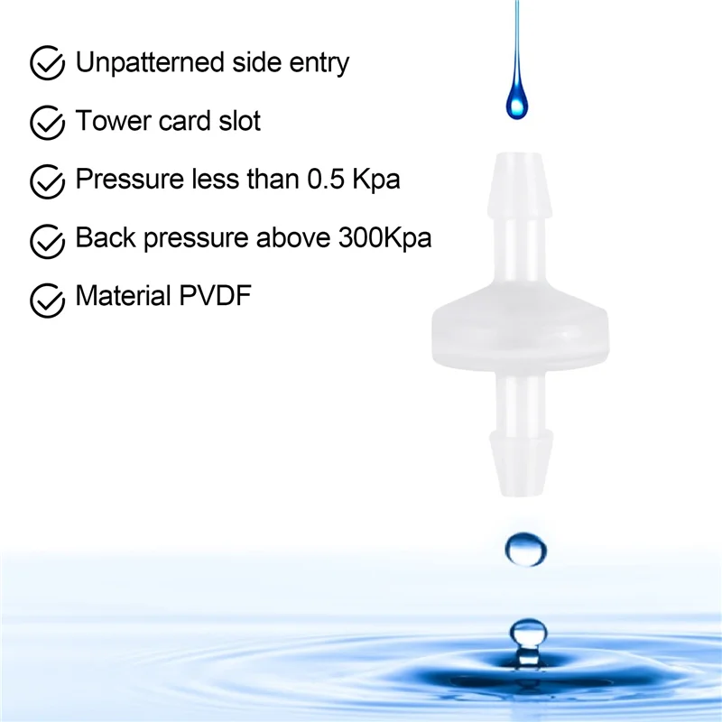 8 шт. 1/4 дюйма обратный клапан 6 мм PVDF односторонний Встроенный невозвратный для