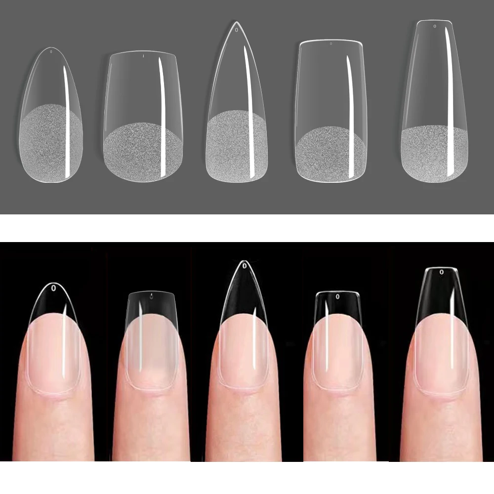 

Capsule Americaine Ongle Short Coffin Nail Tips Clear Full Cover Fake Nail Artificial Long Ballerina Nail Art