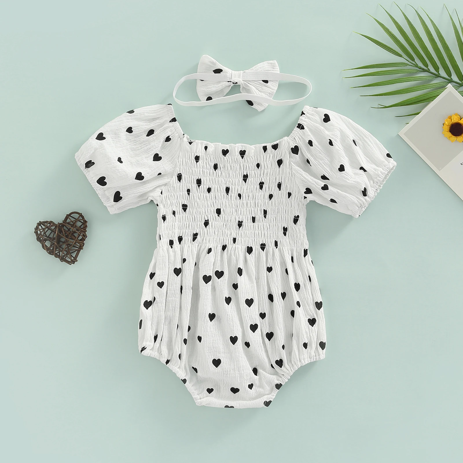

ma&baby 0-24M Summer Infant Newborn Baby Girl Romper Puff Sleeve Dot Print Ruffle Jumpsuit Playsuit Toddler Clothing